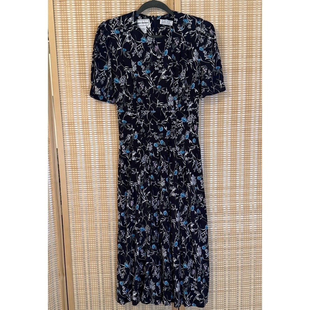 Karin Stevens Womens 10 Dress Midi Fit Flair Floral Fairycore Office Grannycore